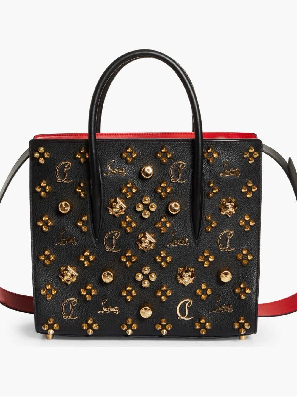 Christian Louboutin Black Leather Paloma Couronnes Seville calfskin leather tote